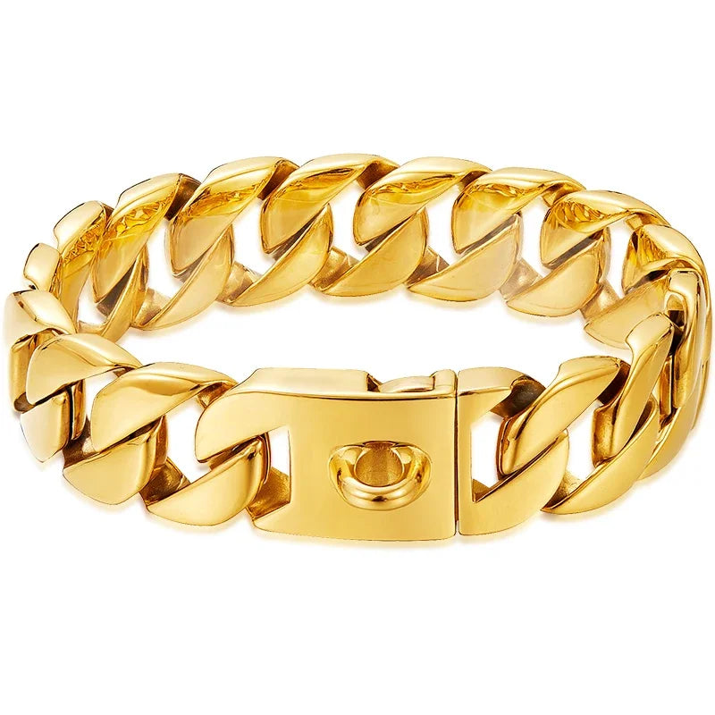 32mm Heavy-Duty Stainless Steel Dog Collar with Solid Buckle