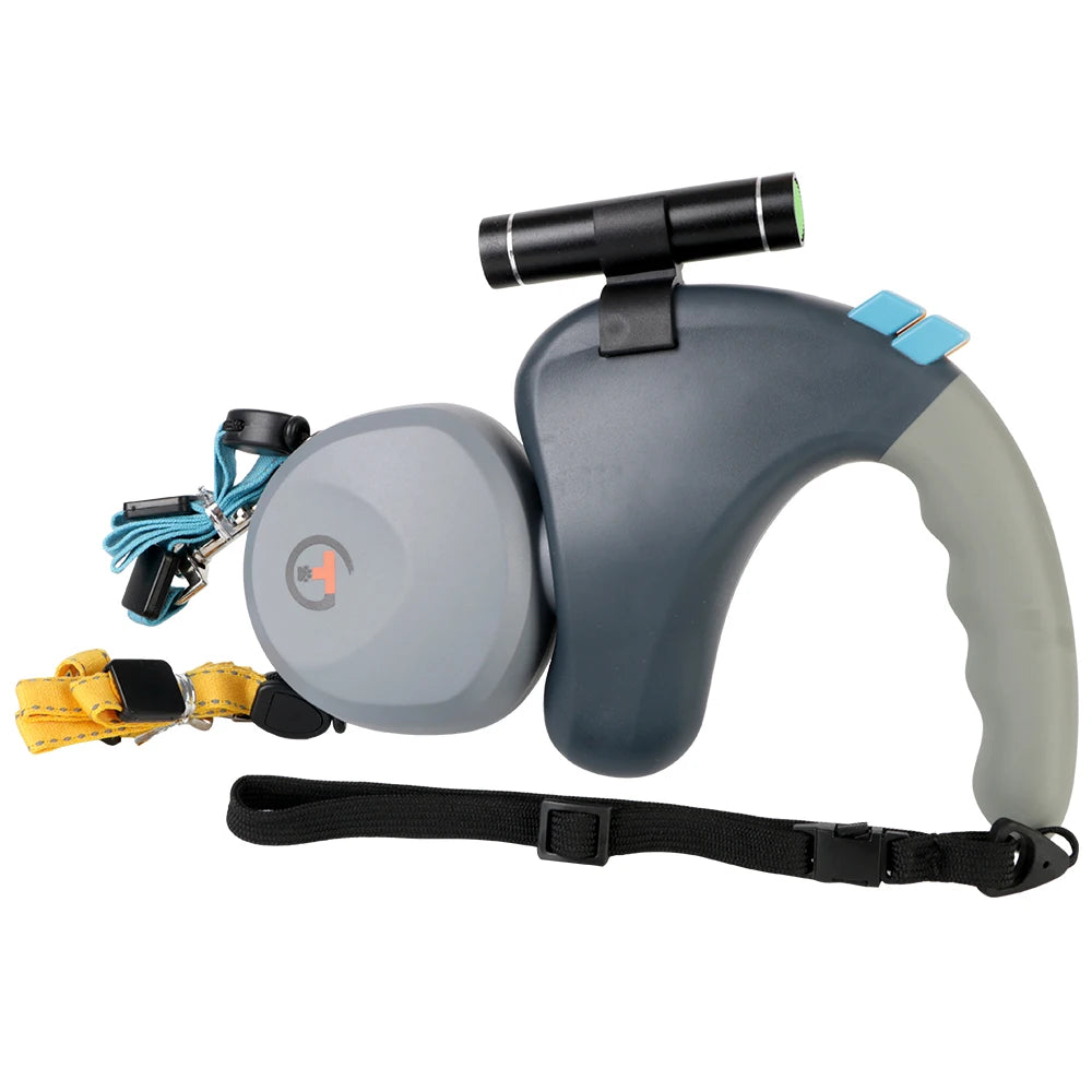 Dual Dog Retractable Leash with Light & Adjustable Traction Belt