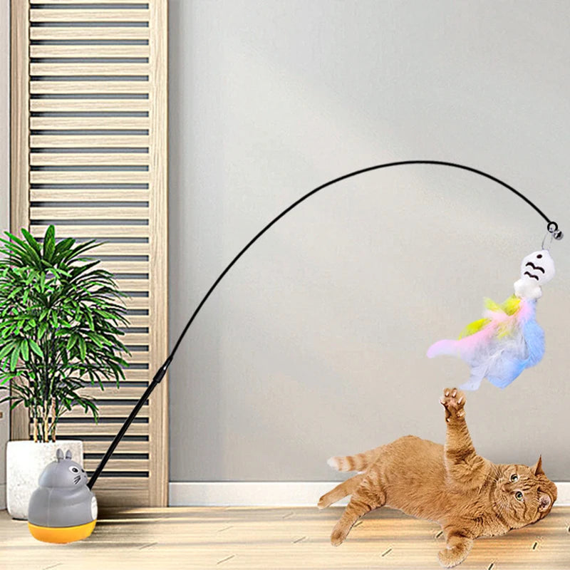 Feather Cat Toy on Long Steel Pole