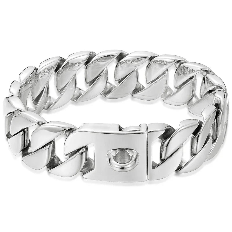 32mm Heavy-Duty Stainless Steel Dog Collar with Solid Buckle