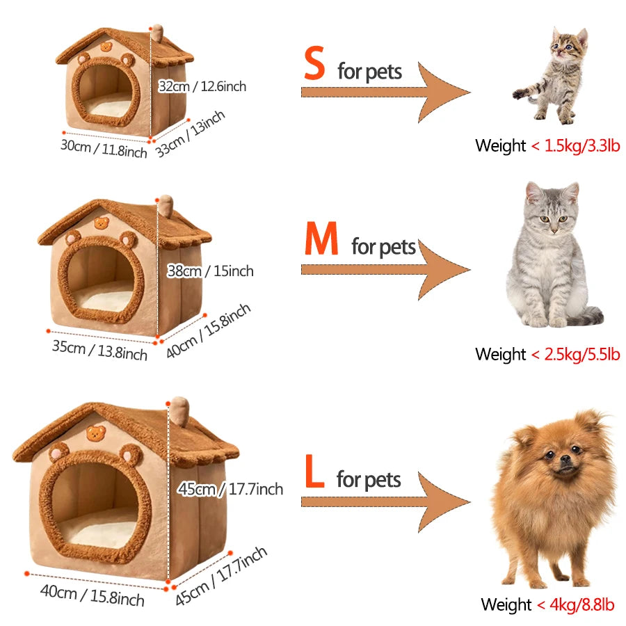 Foldable Removable Pet House Bed for Small Pets