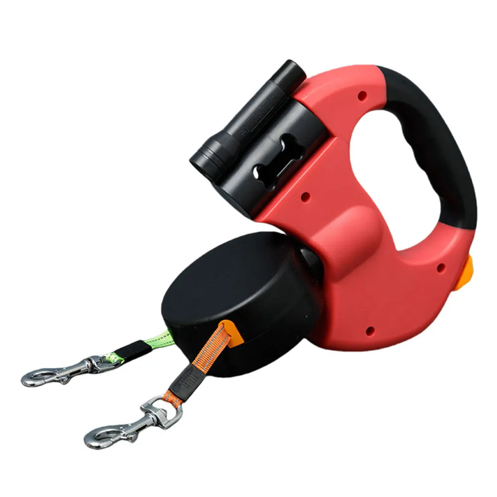 Double-Headed 360° Swivel Retractable Dog Leash