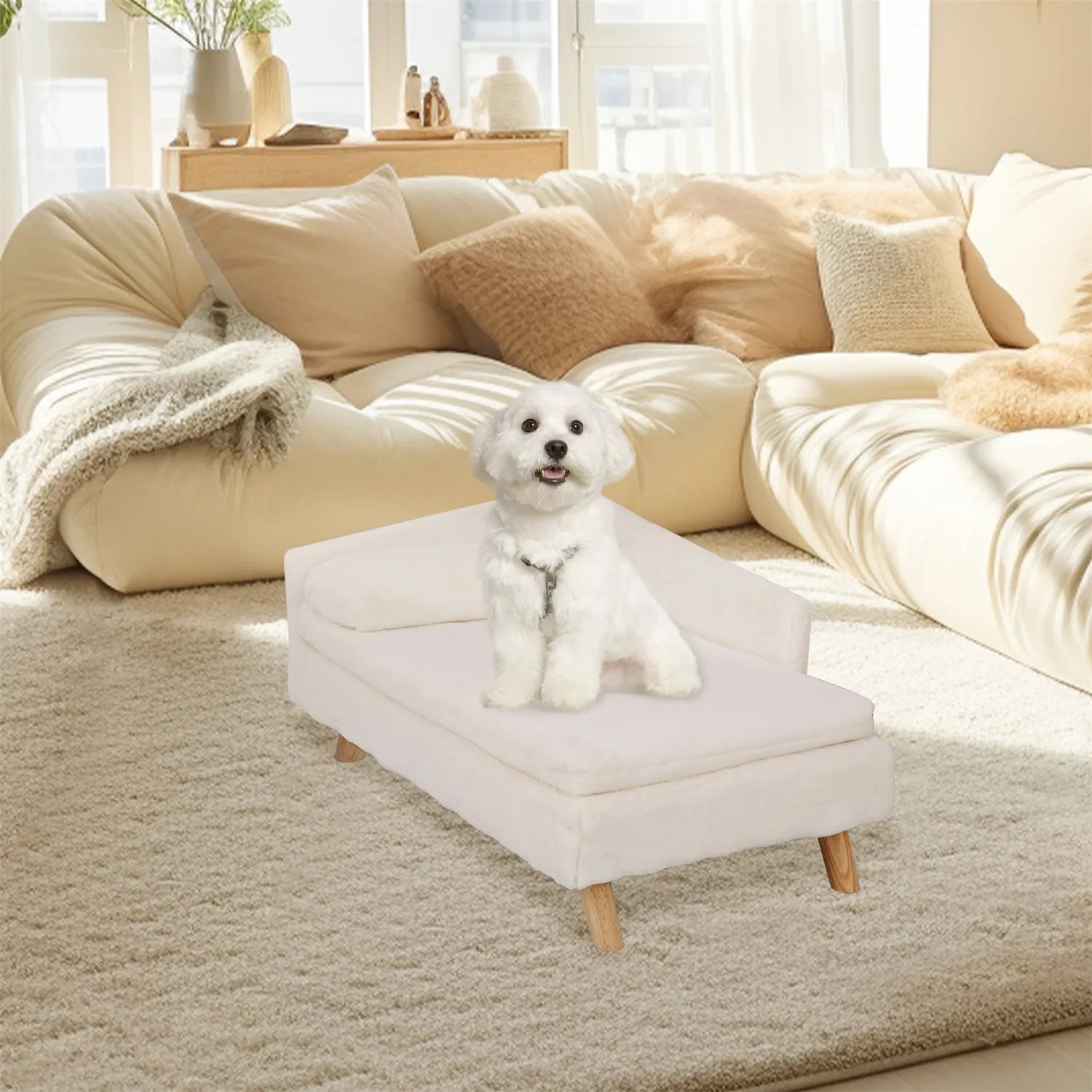 Elevated Nordic Pet Bed with Cozy Waterproof Pad